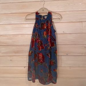 XS Xhilaration Blue with Velvet Floral Detailing Dress